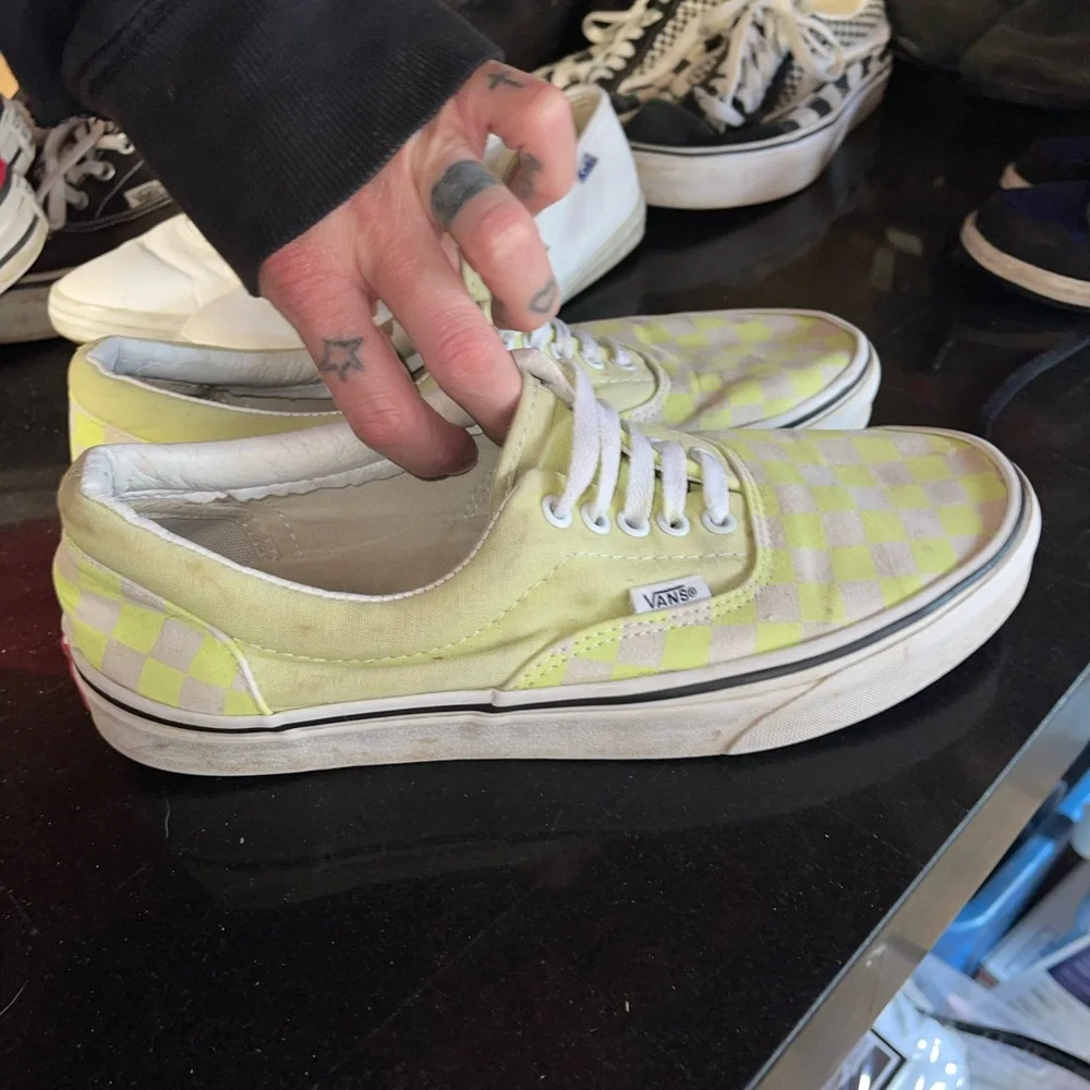 🔥 SOLD🔥Vans Era Lime Green & White Checkerboard Sneakers - Picture 5 of 8